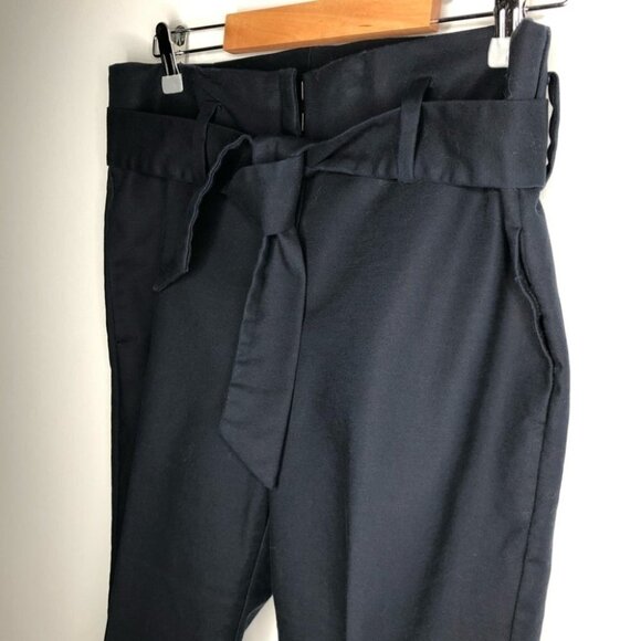 The Limited Navy Paper Bag Tie Waist Crop Pants Size 2 - Picture 2 of 7